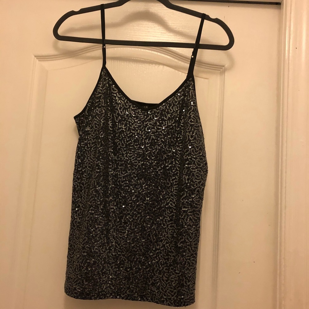 Express sparkly black tank top